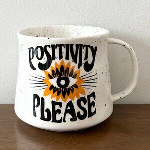 Anthropologie POSITIVITY PLEASE Mug Dazey LA Speckle Stoneware Sunflower Eye Cup